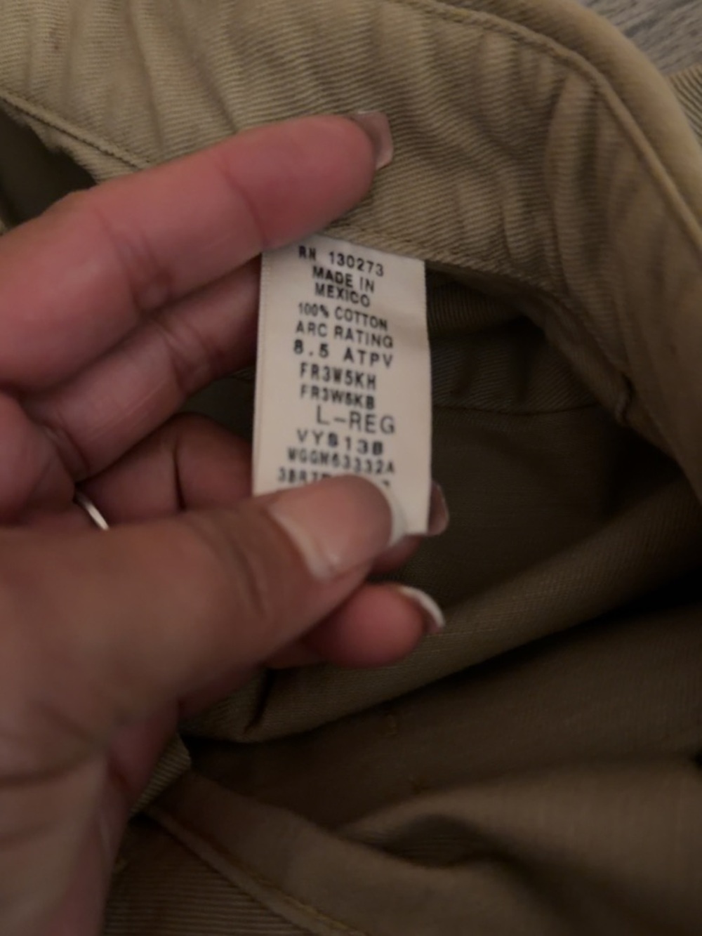 Wrangler Men's Khaki Flame Resistant Button-Down Shirt #N015 - Picture 6 of 7